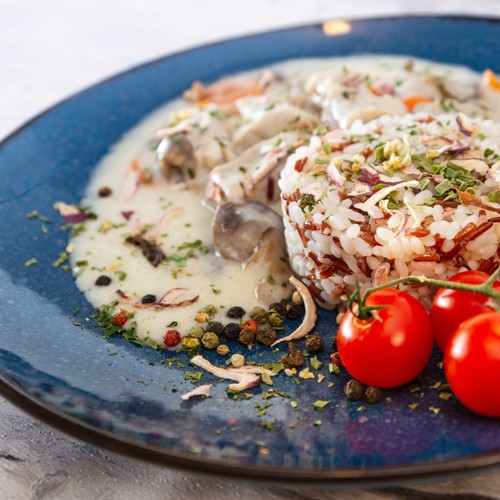 Blanquette de veau et ses légumes, sauce au citron 	